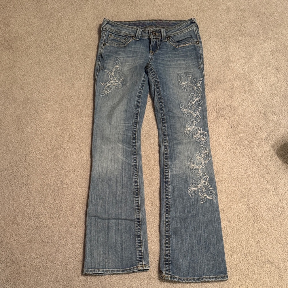Ariat Ruby Blue Boot Cut Jeans With Embroidery 27… - image 1